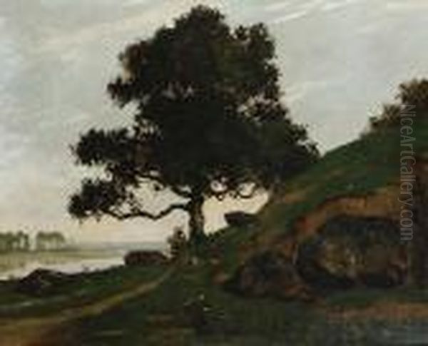 River Scene With Trees And Boulders Oil Painting by Gustave Courbet