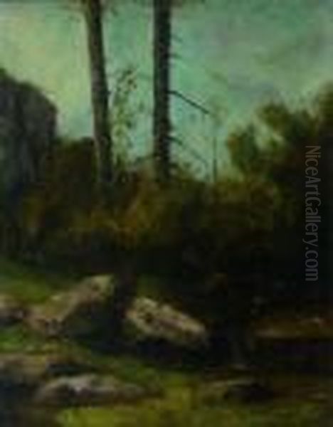 Paysage De Sous Bois Presume A La Garenne De Bussac Ensaintonge Oil Painting by Gustave Courbet