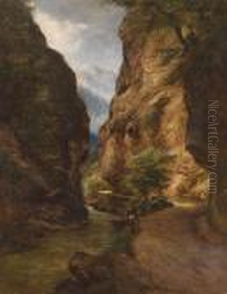 La Gorge De La Loue Oil Painting by Gustave Courbet