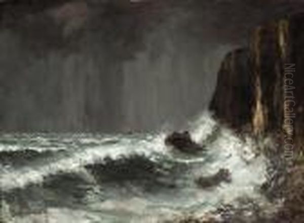 La Falaise Oil Painting by Gustave Courbet