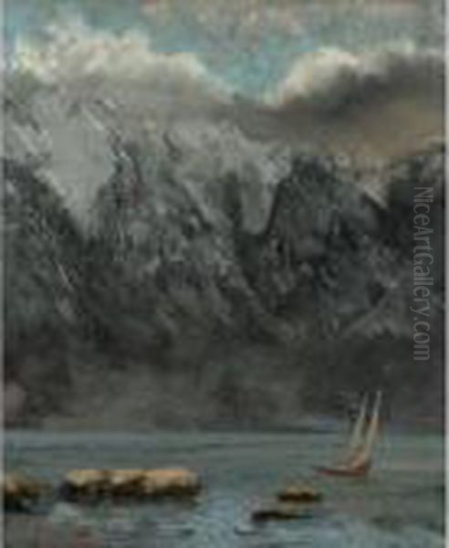 Bords Du Lac Leman Oil Painting by Gustave Courbet