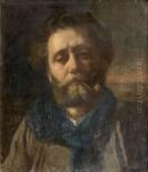 Portrait D'homme A La Pipe Oil Painting by Gustave Courbet