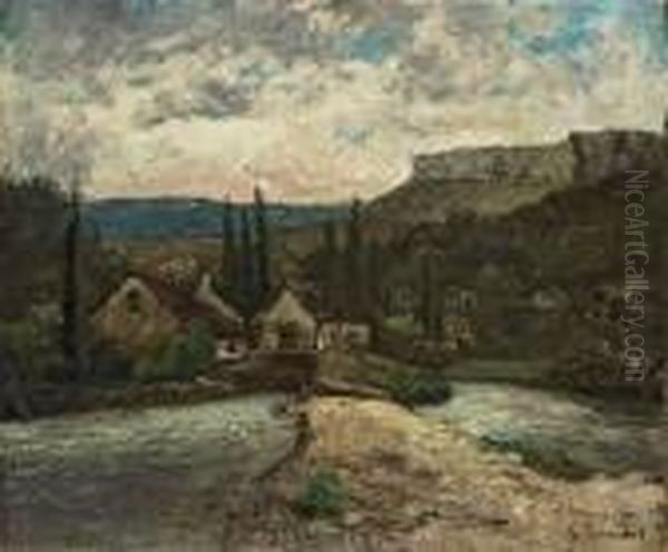 Paysage De Riviere Du Jura Oil Painting by Gustave Courbet