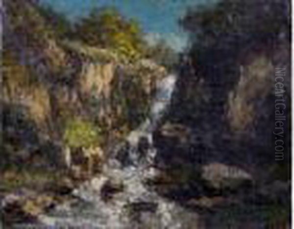 Cascade De Montagne Aux Environs De Fleurier Oil Painting by Gustave Courbet