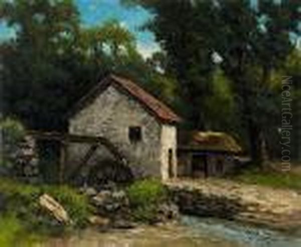 Paysage Au Moulin Oil Painting by Gustave Courbet