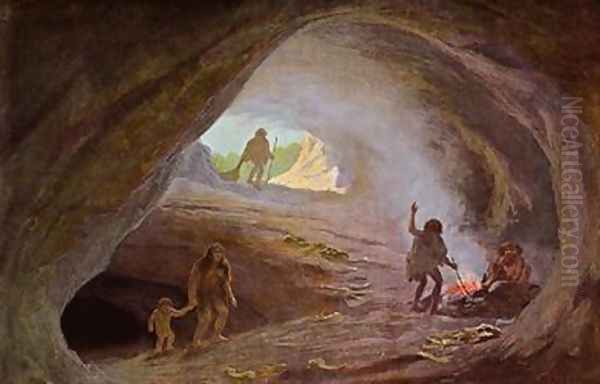 Cavemen during the Ice Age Oil Painting by Wilhelm Kranz