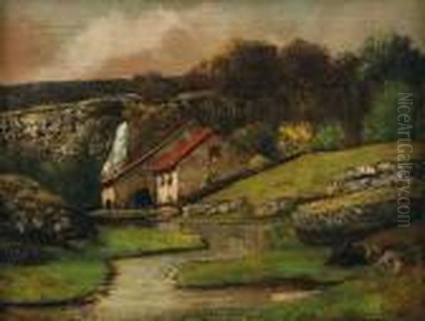 Atelier De Collaboration, C. 1873, Paysagejurassien Oil Painting by Gustave Courbet