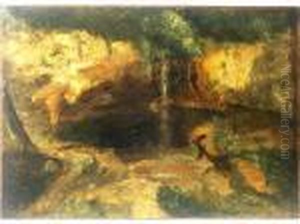 Grotte Dans La Falaise Saintongeaise Oil Painting by Gustave Courbet