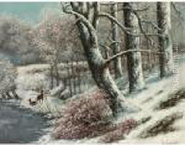 La Foret En Hiver Oil Painting by Gustave Courbet