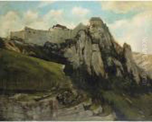 Le Fort De Joux [workshop Of 
Gustave Courbet ; Fort De Joux ; Oil On Canvas ; Bears Signature Lower 
Left ] Oil Painting by Gustave Courbet