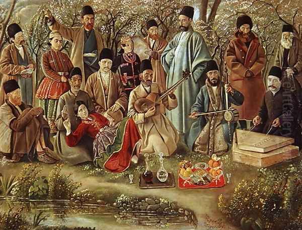 Persian Musicians Oil Painting by Kamal-Al-Molk