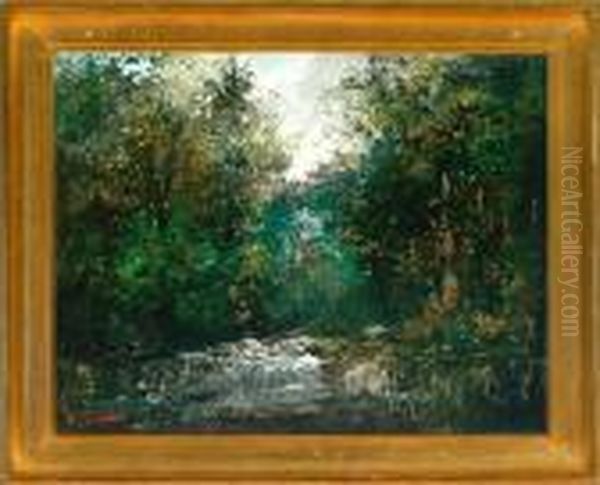 A Path In A Spring Forest Oil Painting by Gustave Courbet