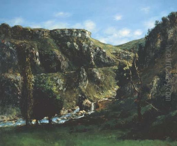 Valley Of The Loue, Possibly Near Mouthier-haute-pierre Oil Painting by Gustave Courbet