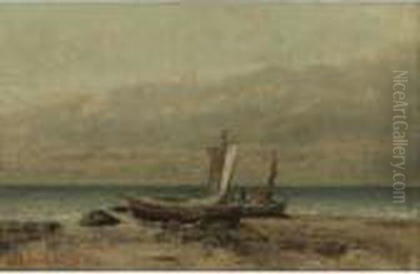 Marine Avec Deux Bateaux Oil Painting by Gustave Courbet