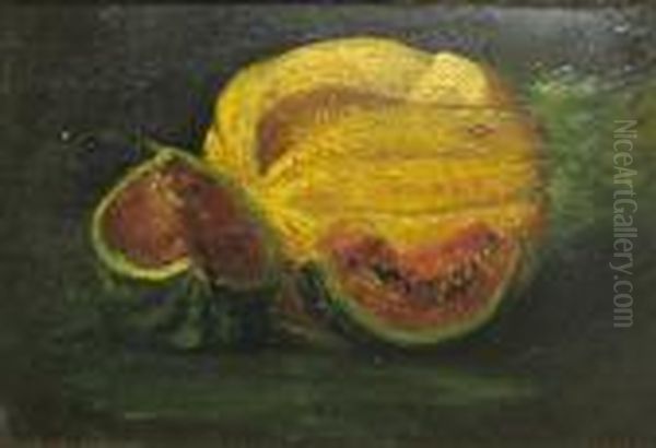 A Still Life With Melons Oil Painting by Gustave Courbet