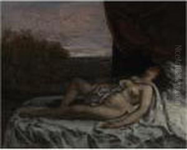 Femme Nue Endormie Oil Painting by Gustave Courbet