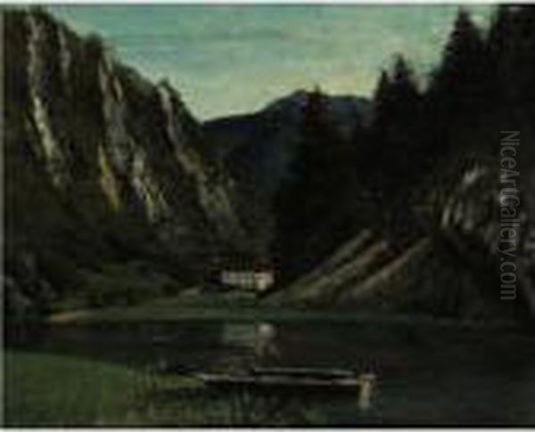 Les Doubs A La Maison-monsieur Oil Painting by Gustave Courbet