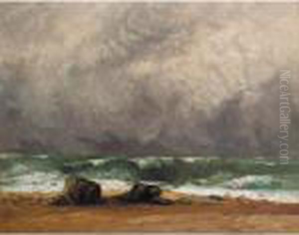 La Vague Oil Painting by Gustave Courbet