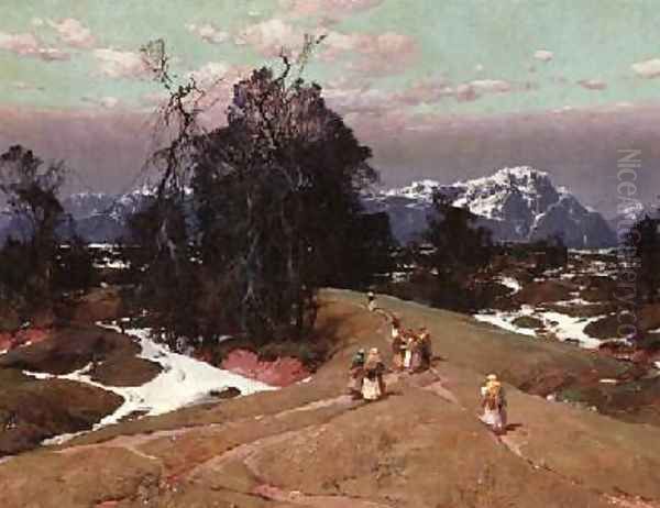 Mountain Scene Oil Painting by Sergei Kolessnikoff