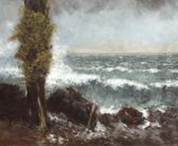 Marine, Le Peuplier Oil Painting by Gustave Courbet