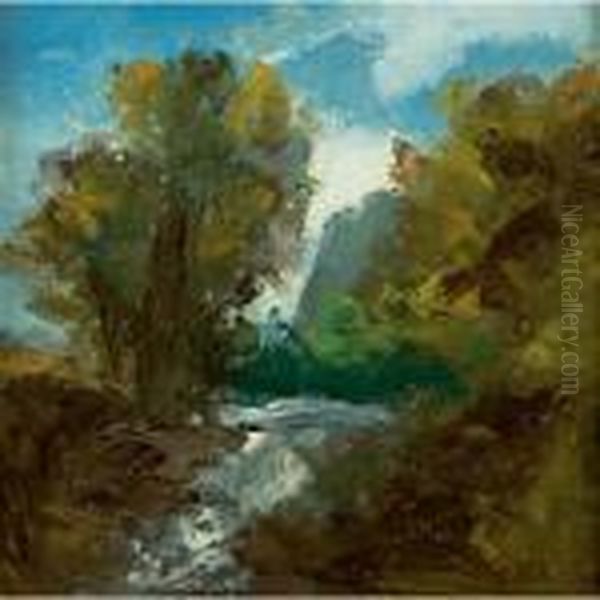 Chute D'eau Esquim Oil Painting by Gustave Courbet