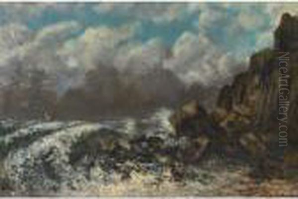 Marine A Etretat Oil Painting by Gustave Courbet