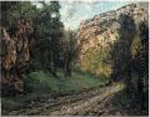 Paysage A La Falaise Oil Painting by Gustave Courbet