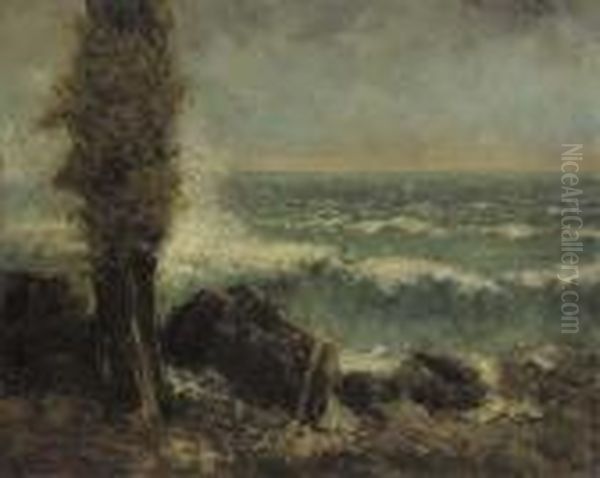 Marine, Le Peuplier Oil Painting by Gustave Courbet