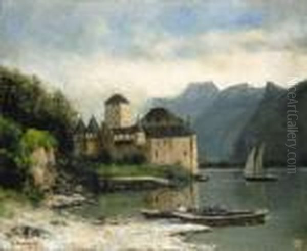 Vue Du Chateau De Chillon Oil Painting by Gustave Courbet