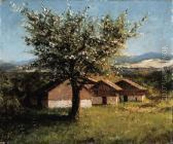 Paysage Suisse Au Pommier En Fleurs Oil Painting by Gustave Courbet