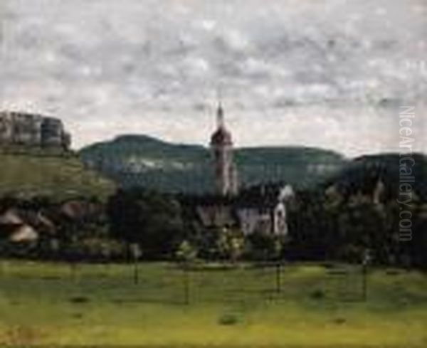 Vue D'ornans Et Son Clocher Oil Painting by Gustave Courbet