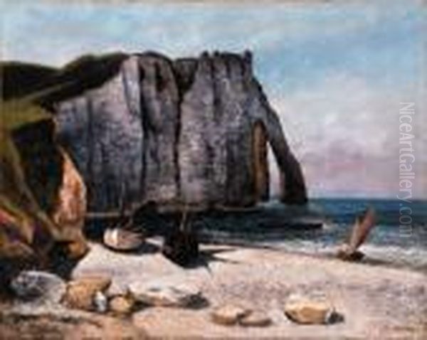 Falaise D'etretat, La Porte D' Avale Oil Painting by Gustave Courbet