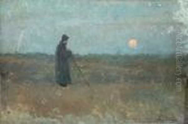 Personage In Landschap Oil Painting by Frans Courtens