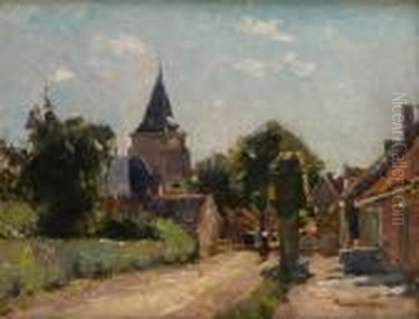 L'allee Du Village Oil Painting by Frans Courtens