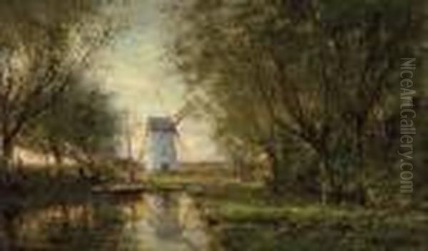 Paysage Avec Moulin Oil Painting by Frans Courtens