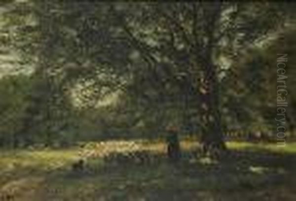 A Landscape With A Shepherd Oil Painting by Frans Courtens