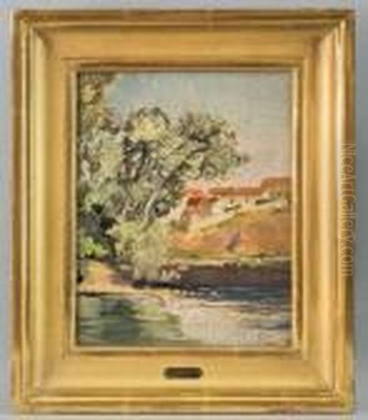 Paysage Au Bord De L'eau Oil Painting by Frans Courtens