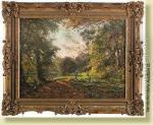 Jardinier Au Bois De La Cambre Oil Painting by Frans Courtens