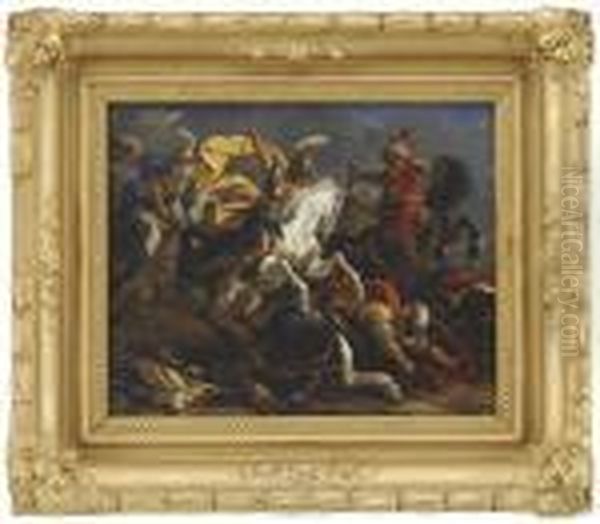 Battle Of Turks & European Cavalry Oil Painting by Jacques Courtois Le Bourguignon