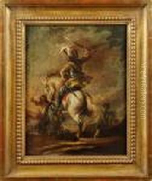 Aldre Kopia Ryttarbatalj Oil Painting by Jacques Courtois Le Bourguignon