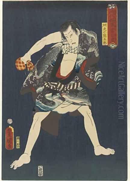 The Actor Ichikawa Kodanji IV as Subashiri no Kumagoro Oil Painting by Utagawa (Toyokuni III) Kunisada