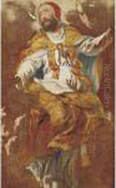 Figure Of A Pope Oil Painting by Jacques Courtois Le Bourguignon