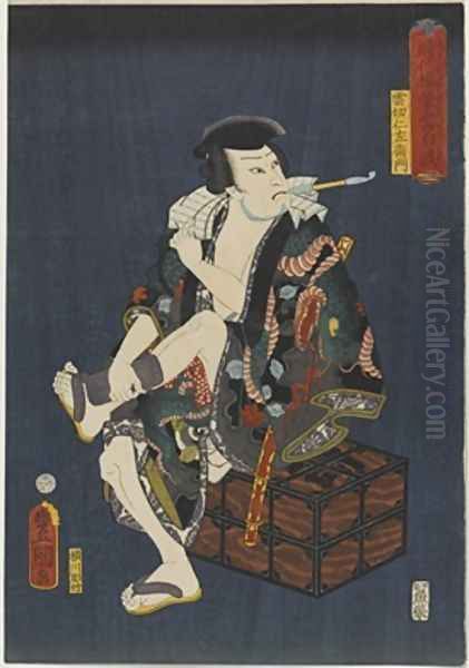 The Actor Kataoka Nizaemon VIII as Kumokiri Nizaemon Oil Painting by Utagawa (Toyokuni III) Kunisada