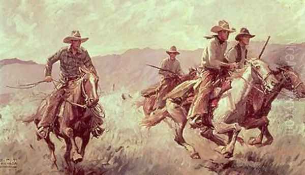 Rustlers Oil Painting by William Henry Dethlef Koerner