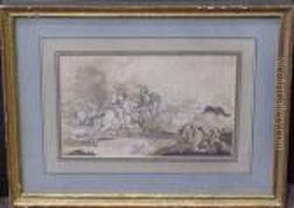 Battle Scene Oil Painting by Jacques Courtois Le Bourguignon