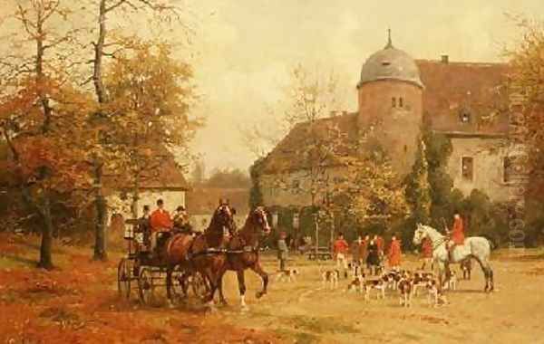 Arriving for the Hunt Oil Painting by G. Koch