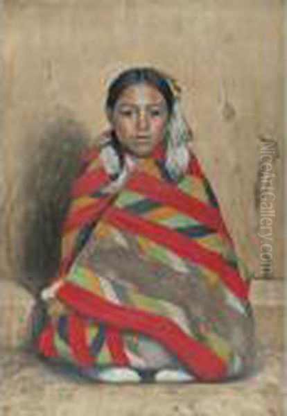 Indian Girl In A Blanket Oil Painting by Eanger Irving Couse