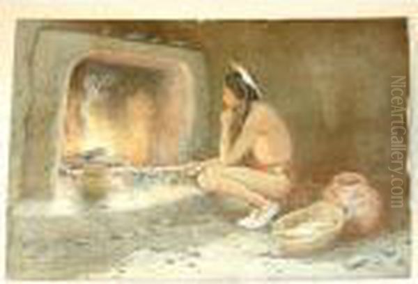 By The Fire Oil Painting by Eanger Irving Couse