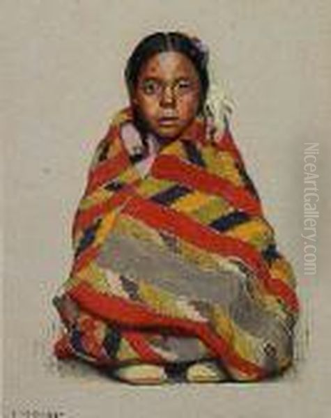 Indian Girl In A Blanket Oil Painting by Eanger Irving Couse