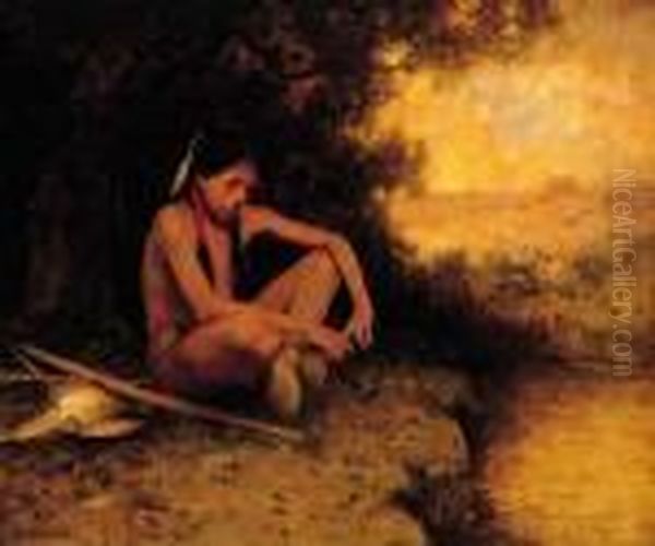 Young Hunter By A Stream Oil Painting by Eanger Irving Couse